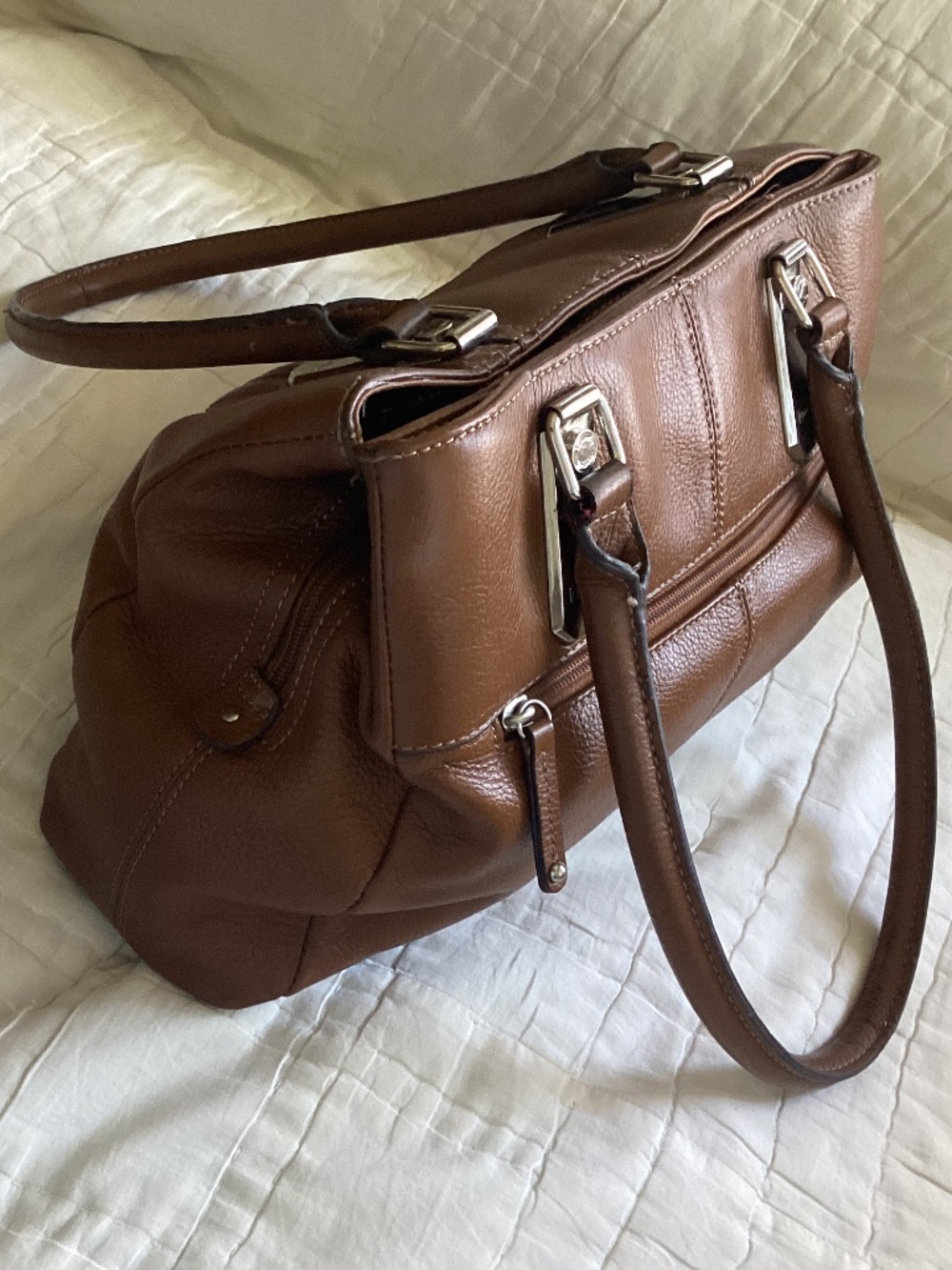 TIGNANELLO DARK SADDLE LEATHER MULTI COMPARTMENT SHOULDER BAG